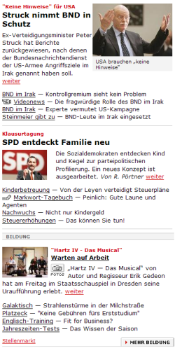 Teaserbeispiele des Focus